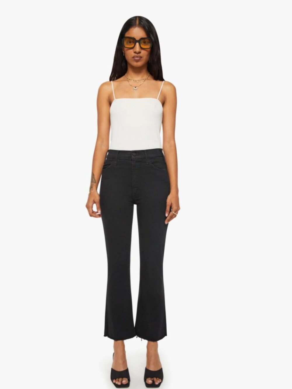 MOTHER  Lil Hustler Ankle Fray Jeans, size 24, color "Not Guilty" (black)
